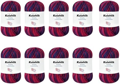 500g(10x50g) Acrylic Yarn for Crochet/Knitting, Gradient Yarn by Kulahlik