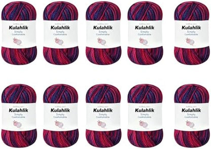 500g(10x50g) Acrylic Yarn for Crochet/Knitting, Gradient Yarn by Kulahlik