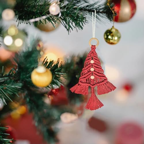 mdgfge 3Pcs Christmas Tree DIY Macrame Woven Tree Kit Christmas Tree Decoration Craft Starter Assembled Kit Boho Wall Hanging Ornaments Art Decor for Beginners Xmas DIY Party Supplies - Image 3