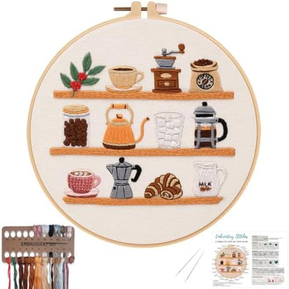 Nuberlic Coffee Bar Embroidery Kit for Beginners by Nuberlic