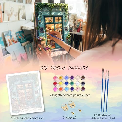 Ycydilirab Flower Store Paint by Numbers Kit for Adults - Flower Store Adult Paint by Number Kits,Paint by Number for Adults Wall Art Decor 16×20 Inch - Image 4