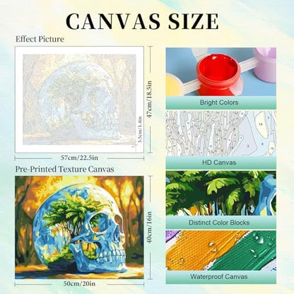 Paint by Numbers Kit for Adults, Fantasy Skull DIY Painting Kit, 16x20 Inch - Image 3