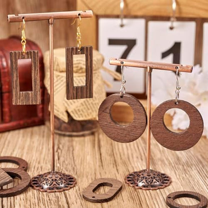 24Pcs Geometry Wooden Earring Charms Wood Earring Blanks Pendants Flat Round Oval Square with Jump Rings for Boho Earring DIY Jewelry Making - Image 2