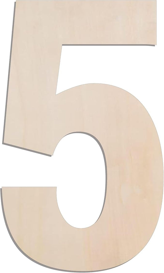 MGTECH 17 Inch Large Wooden Number 5, 1/4 in Thick Big Wood Number for Crafts and Wall Decor