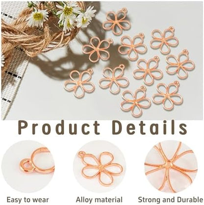 30PCS Open Bezel Pendants, Hollow Flower Alloy Frame Charms for Resin Jewelry Making, DIY Earrings Necklace Bracelet Craft Supplies - Image 4