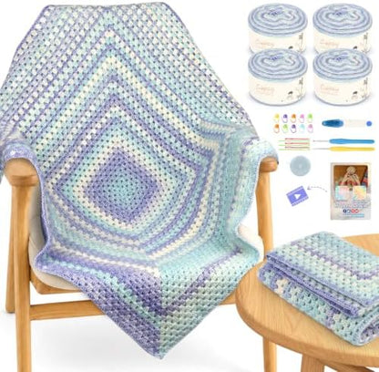 Coopay Crochet Blanket Kit for Beginners w/Step-by-Step Instructions by Coopay