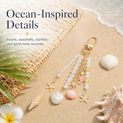 LanQmore DIY Keychain Making Kit for Girls & Adults, Beach Seashell Bag Charm Kit with Beads, Letters, Complete Keychain Maker Supplies Set for Gifts & Crafts - Image 4