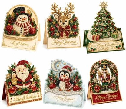 6 Pcs DIY Christmas Pearl Diamond Art Cards for Adults，Penguin Nutcracker - Image 2