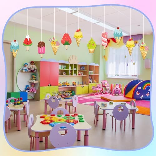 80PCS Wooden Ice Cream Cutouts Ornaments to Paint,Summer Decorations 8 Styles DIY Blank Unfinished Wood Cutouts Ornament for Crafts Hanging Decorations - Image 5