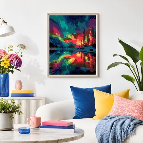 NXIKYO Aurora Paint by Numbers Kit for Adults Beginner, Starry Sky Adult Paint by Number Kits on Canvas, DIY Acrylic Oil Easy Painting by Numbers for Home Wall Decor 16 X 20 inch (Without Frame) - Image 6