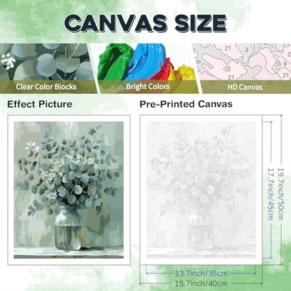 PHANTASYART Eucalyptus Flowers Paint by Numbers Kit for Adult 16x20inch - Image 4