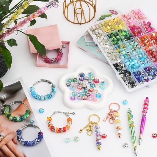 Funtopia 340pcs Large Hole Beads, European Beads for Keychains Pens Charms - Image 2