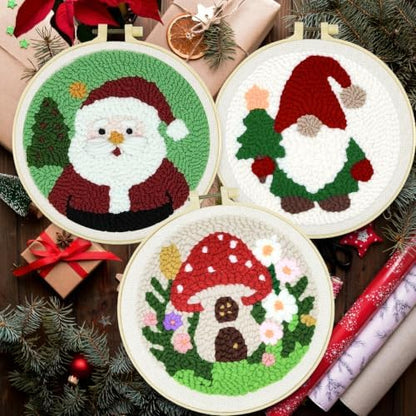 HYINUS DIY Punch Needle Kit for Beginners, All-in-One Embroidery Starter Set for Adults & Teens with Pre-Stamped Fabric, Soft Yarn & Adjustable 7.87IN Hoop for Wall Art & Home Decor Craft (Gnome) - Image 7