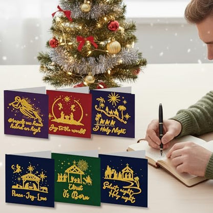 6 Pack Diamond Art Painting Christmas Nativity Jesus Faith Greeting Cards with Envelopes, DIY Card Making Kits for Adults, Diamond Art Postcards for Holiday Blessing - Image 5