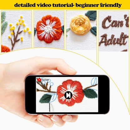 Topapfo Funny Embroidery Kit with Tutorial for Beginners Adults, Hand Embroidery Pattern with Hoops Thread Needles Tutorials - Image 3