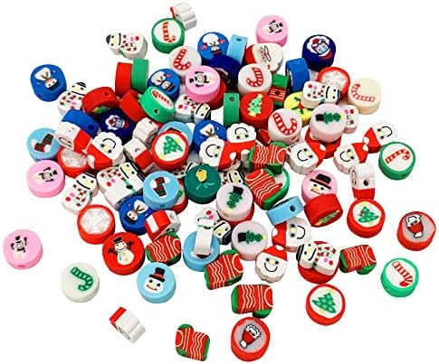 100 Pcs Christmas Polymer Clay Beads Cartoon Heishi Spacer Beads Supplies for DIY Bracelet Earring Necklace Jewelry Making - Image 2