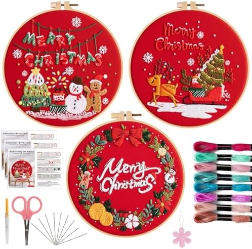 Offizon 3 Sets Embroidery Kit for Beginners Adult DIY Cross Stitches by OFFIZON