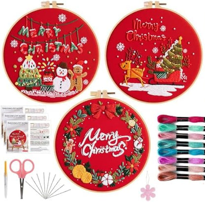 Offizon 3 Sets Embroidery Kit for Beginners Adult DIY Cross Stitches by OFFIZON
