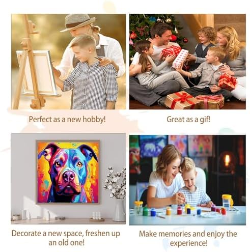 Artunion Framed Paint by Numbers Kit for Adults Beginners & Kids Ages 8-12,Colorful Pitbull Dog Paint by Number with Frame,Dog Animal Paint by Numbers Kit on Canvas 10 * 10 Inch Without Easel - Image 7