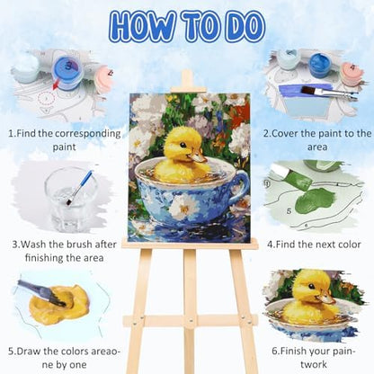 RICUVED Duck Paint by Numbers for Adults, Flowers Paint by Numbers Kit for Adults Beginners, DIY Acrylic Oil Painting on Canvas Easy for Gift Home Wall Decor 16x20 Inch - Image 5