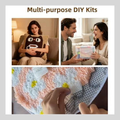 DIY Latch Hook Pillow Kit Colorful Tiger Portrait with Rainbow 43x43cm-3 - Image 7