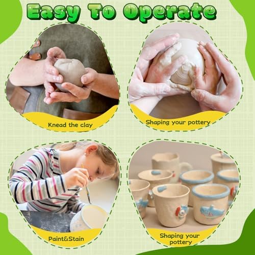 Pottery Wheel for Kids with Foot Pedal, Cute Dinosaur Kids pottery Kit - Image 5