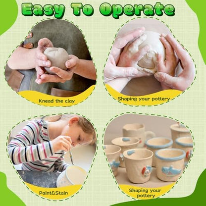Pottery Wheel for Kids with Foot Pedal, Cute Dinosaur Kids pottery Kit - Image 5