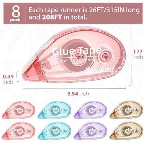 Secopad Scrapbook Tape, 8 Pack Glue Tape, Light-Colored Shell - Image 5