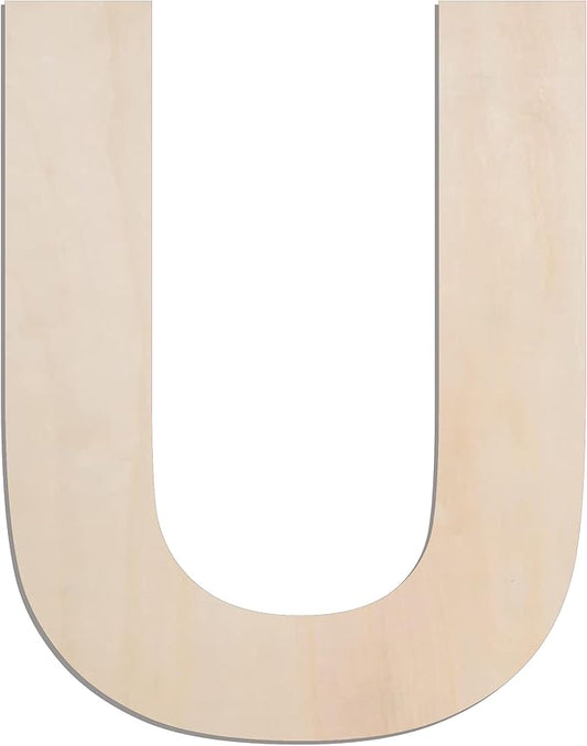MGTECH 12 Inch Large Wooden Letter U, 1/4 in Thick Big Wood Letter for Crafts and Wall Decor