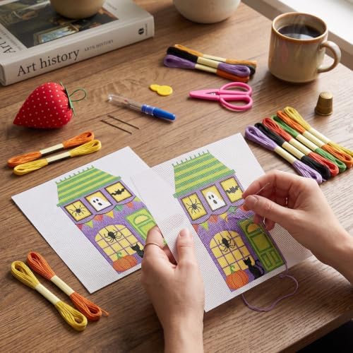 XunYee Needlepoint Canvas Kit, Halloween House - Image 6