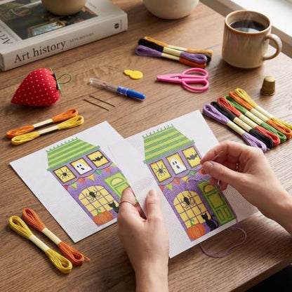 XunYee Needlepoint Canvas Kit, Halloween House - Image 6