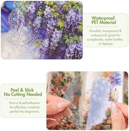 3.4" Large Flower Stickers for Scrapbooking – 60PCS Waterproof Wall &Floral Stickers for Journaling, Junk Journal Supplies, Card Making, DIY Crafts & Bullet Journal Planner - Image 3