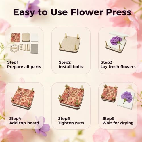 Baroce Mini Flower Press Kit, Flower Pressing Craft kit for Flowers Drying - Image 4