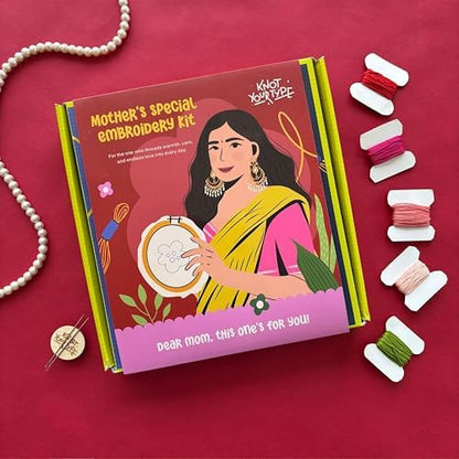 KNOT YOUR TYPE Mother's Love DIY Embroidery Kit with Gift Box - Bundle of 2 | Hand Embroidery Kit with All Stitching Materials | Perfect Art & Craft Gift Set, Stitching Kit for Adults - Image 4