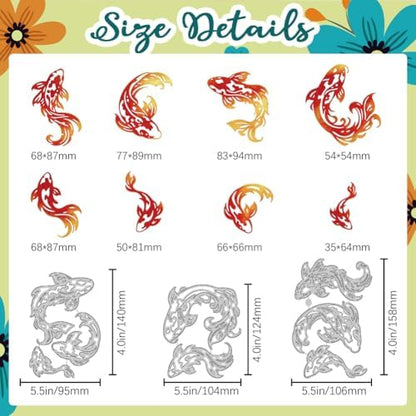 Koi Fishes Cutting Dies Making Die Cut Carbon Steel Die Cuts Stencils Blessing Card Scrapbooking Embossing Template Dies for Birthday Greeting Card Album Photo Decor - Image 2
