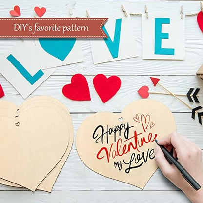 Wooden Heart Ornaments to Paint 7 Inch, Large Size Wooden DIY Blank Unfinished Heart Wood Discs Ornament for Crafts Hanging Decorations - Image 6