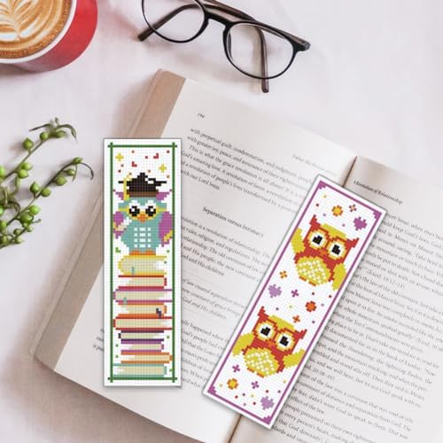 ORIGACH 6 Set Cross Stitch Bookmark Kit for Beginner Owl Pattern DIY Stamped Embroidery Bookmark Kit with 13 Colors Embroidery Floss Instructions - Image 5
