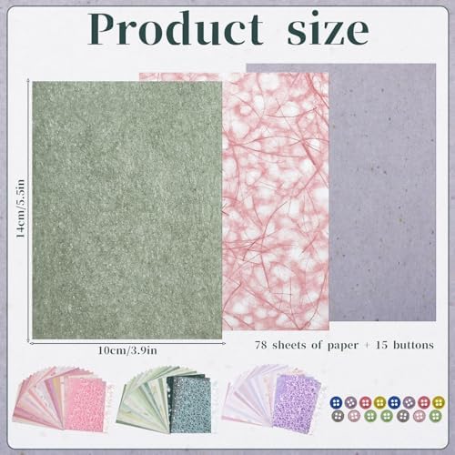 JJUNW 93 Pcs Textured Scrapbook Paper And Mesh Fabric Assorted Set, 78 Sheets Mixed Media Papers With 15 Buttons, 3.9 X 5.5 Inches Textured Paper For Crafts, Scrapbooking, Journaling, Card Making - Image 2