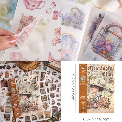 478pcs Pre-Cut Vintage Scrapbook Sticker Book for Adults and Teens, Washi Stickers for Scrapbooking Supplies,Journaling Stickers Aesthetic Ephemera for Junk Journals, DIY Crafts Arts Decorative - Image 6