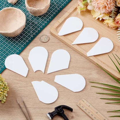 FINGERINSPIRE 8 Pcs Pottery Trimming Textured Art Tools - 8 Styles Acrylic Clay Wedging Board Set for Ceramics, Sculpting & Carving, Flat Round White Pottery Foot Shaper & Prep Tools for Clay Crafts - Image 4