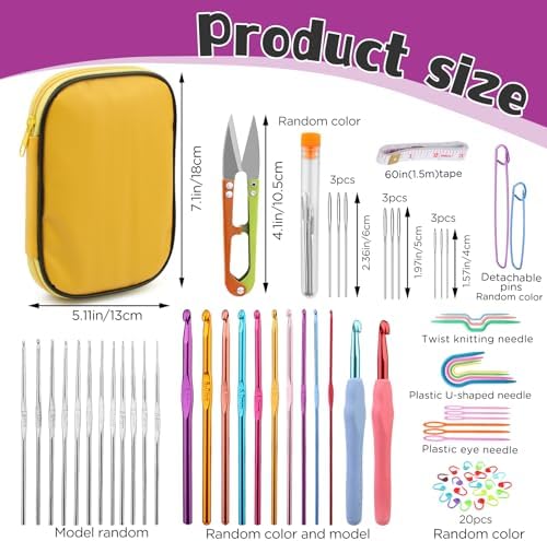 IMZAY Crochet Hooks Set, 66Pack Crochet Needles Set Ergonomic Crochet Hooks - Image 2
