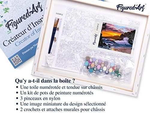 Figured'Art Paint by Numbers Kit for Adults with Frame Cliff and Waves 16"x20" - Craft Art Painting DIY Kit Canvas Already Stretched on a Wooden Frame - Image 5