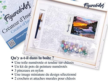Figured'Art Paint by Numbers Kit for Adults with Frame Cliff and Waves 16"x20" - Craft Art Painting DIY Kit Canvas Already Stretched on a Wooden Frame - Image 5