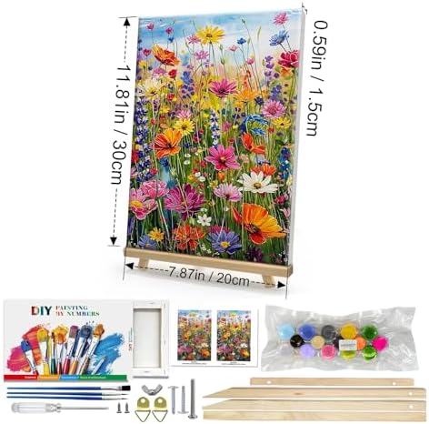 HeeBenor Framed Paint by Numbers Kit for Adults, Flowers, 8x12 Inch - Image 2