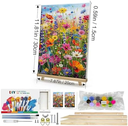 HeeBenor Framed Paint by Numbers Kit for Adults, Flowers, 8x12 Inch - Image 2