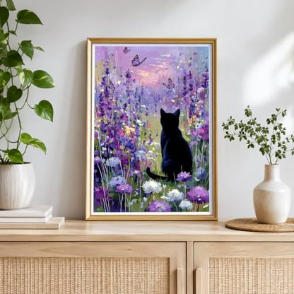 NXIKYO Framed Lavender Cat Paint by Numbers Kit for Adults Beginner, Butterfly Garden Easy Paint by Numbers Canvas with Frame, DIY Painting Kit for Relaxing Home Wall Decor Gift 8x12 Inch - Image 7