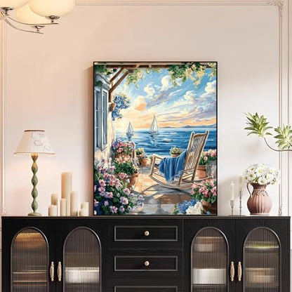 XTCIXAL Paint by Numbers Kit for Adults, Beach, 16X20 Inch - Image 3