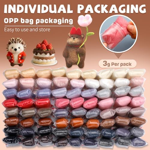 Mayboos 72 Pcs Needle Felting Wool, 24 Colors 7.6 oz Wool Roving - Image 2