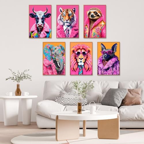 6 Pack Paint by Numbers Kit for Adults, Colorful Animal Canvas Painting Set - Image 2