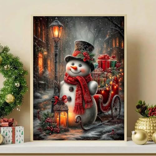Christmas Snowman Paint by Numbers Kit for Adults Beginner (Without Frame) - Image 2